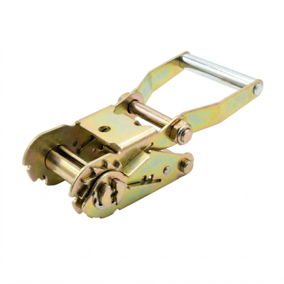 2" Ratchet Buckle, Double Lock Long Handle, 10,000 B/S, Yellow Zinc